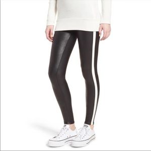 Spanx Faux Leather Striped Leggings